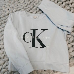 Calvin Klein Jeans baby blue cropped crew neck